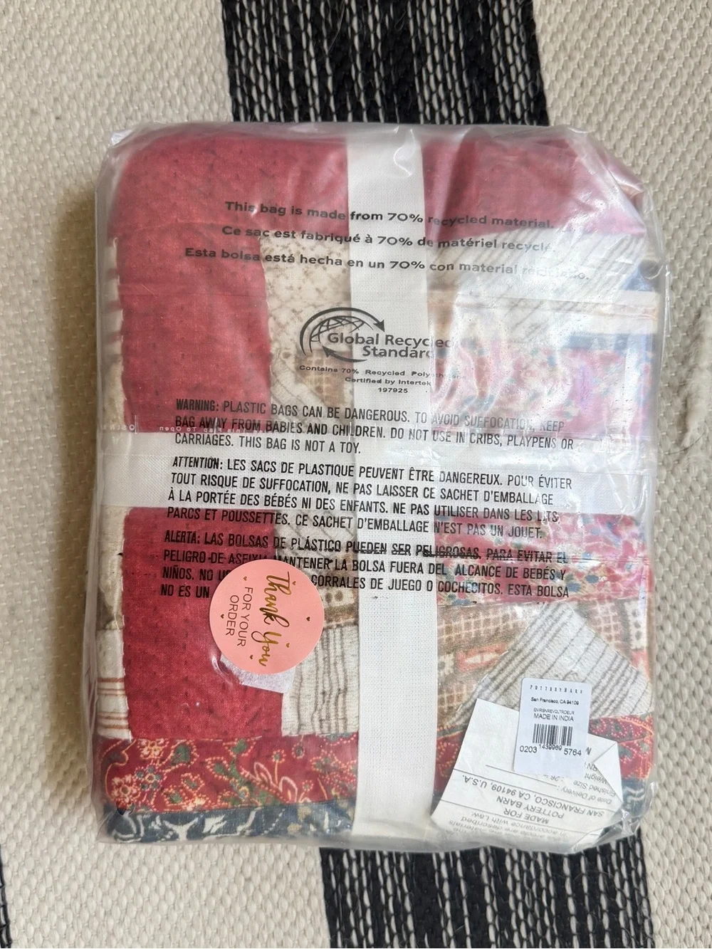Pottery Barn Emerson Reversible Quilted Sham Red Patchwork Star Pillow Case New